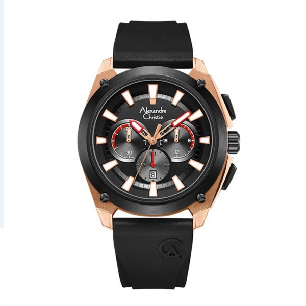 Alexandre Christie AC 6612 Rosegold Black Rubber MCRBRBA Alexandre Christie AC 6612 Rosegold Black Rubber MCRBRBA